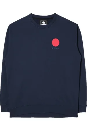 Edwin Bluzy, Mężczyzna, Niebieski, S, Bawełna, Japoński Sweter Sun Navy
