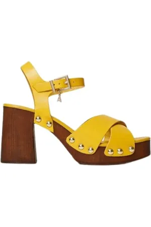 Twin-Set Buty, Kobieta, Żółty, 40 EU, Drewniaki z skóry