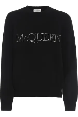 Alexander McQueen Swetry, Mężczyzna, Czarny, L, Czarny Sweter z Logo Relief