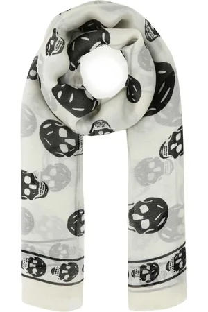 Alexander McQueen Akcesoria, Kobieta, Biały, ONE SIZE, Wzorzysty jedwabny foulard