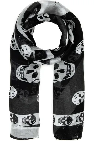 Alexander McQueen Akcesoria, Kobieta, Czarny, ONE SIZE, Wzorzysty jedwabny foulard