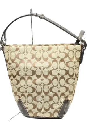 Coach Pre-owned, Kobieta, Beżowy, ONE SIZE, Pre-owned Canvas shoulder-bags