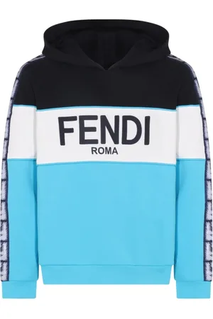 Fendi Bluzy, Mężczyzna, Niebieski, S, Bluza z kapturem z logo