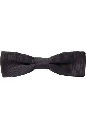Dolce & Gabbana Akcesoria, Mężczyzna, Szary, ONE SIZE, Ciemnoszara Jedwabna Regulowana Kokarda na Szyję