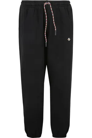 MARCELO BURLON Spodnie, Mężczyzna, Czarny, L, Czarne Bawełniane Spodnie z Detalem Logo