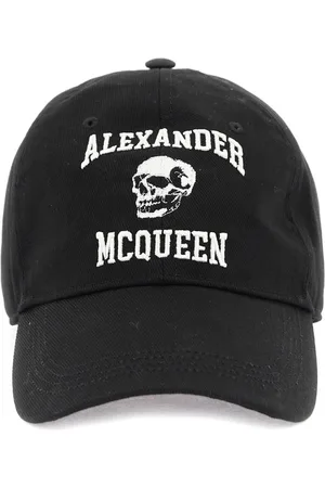 Alexander McQueen Akcesoria, unisex, Czarny, S, Denim, Zapaskowany Logo Czapka Baseballowa