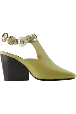 TOGA PULLA Buty, Kobieta, Beżowy, 35 EU, Khaki Skórzane Sandały z Potrójnymi Paskami