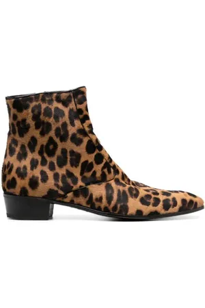 LIDFORT Buty, Mężczyzna, brązowy, 41 EU, Zamsz, Leopardowe Zamszowe Botki