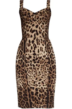 Dolce & Gabbana Sukienki, Kobieta, brązowy, S, Sukienka z wzorem zwierzęcym