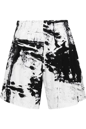 Alexander McQueen Stroje kąpielowe, Mężczyzna, Wielobarwność, S, Białe Kąpielówki z Abstrakcyjnym Wzorem