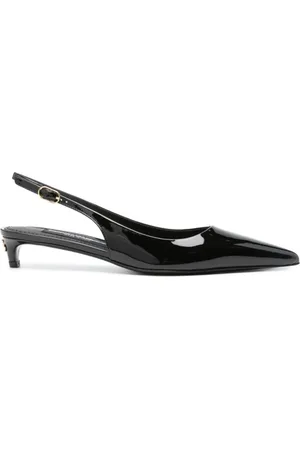 Dolce & Gabbana Buty, Kobieta, Czarny, 37 1/2 EU, Czarne Slingbacki z Lakierowanej Skóry z Niskim Obcasem