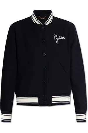 Golden Goose Kurtki, Kobieta, Niebieski, S, Kurtka bomberka z kontrastowymi detalami