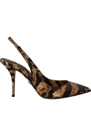 Dolce & Gabbana Buty, Kobieta, Wielobarwność, 37 EU, Brązowe Slingbacki ze Skóry w Tygrysie Wzory