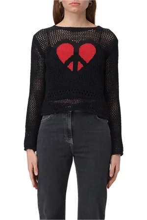 Moschino Swetry, Kobieta, Czarny, S, Round-neck Knitwear