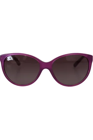 Dolce & Gabbana Akcesoria, Kobieta, Fioletowy, ONE SIZE, Fioletowe Okrągłe Okulary Przeciwsłoneczne z Szarymi Soczewkami