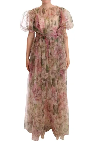 Dolce & Gabbana Sukienki, Kobieta, Wielobarwność, XS, Długa sukienka z kwiatowym wzorem