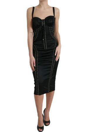 Dolce & Gabbana Sukienki, Kobieta, Czarny, S, Midi Sukienki