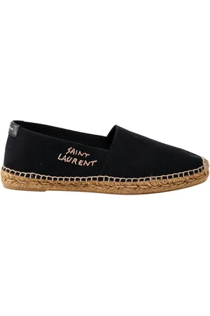 Saint Laurent Buty, Mężczyzna, Czarny, 39 1/2 EU, Skórzane Espadryle z Nadrukiem Logo