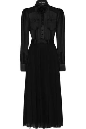 Dolce & Gabbana Sukienki, Kobieta, Czarny, S, Szyfon, Sukienki