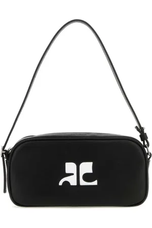 Courrèges Torebki, Kobieta, Czarny, ONE SIZE, Skóra, Czarna Skórzana Torba na Ramię Re-Edition