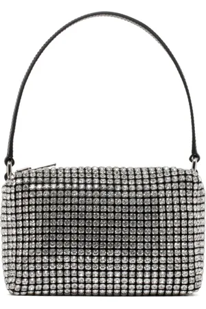 Alexander Wang Torebki, Kobieta, Czarny, ONE SIZE, Czarna i srebrna kryształowa średnia torebka Wangloc