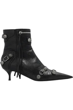 Balenciaga Buty, Kobieta, Czarny, 37 EU, Len, Botki na obcasie ‘Cagole’
