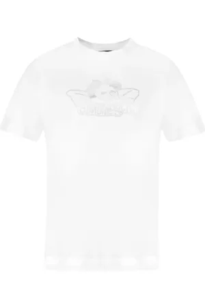 Simone Rocha Koszulki, Kobieta, Biały, S, Anioł Graficzny Bawełniany T-shirt - Biały/Srebrny