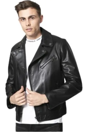 Karl Lagerfeld Kurtki, Mężczyzna, Czarny, 2XL, Skóra, Kurtka skórzana Perfecto