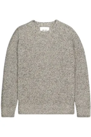 NN.07 Bluzy, Mężczyzna, Szary, M, Klasyczny Sweter z Okrągłym Dekoltem w prążki