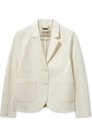 Mos Mosh Kurtki, Kobieta, Beżowy, M, Charm Blazer Ecru Elegancki Styl