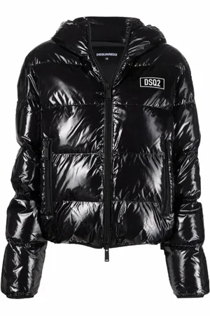 Dsquared2 Kurtki, Kobieta, Czarny, L, Czarna Kurtka z Kapturem