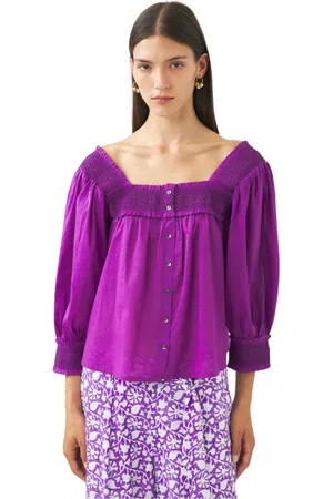 Antik Batik Bluzki, Kobieta, Fioletowy, XS, Bawełna, Perrine płynna bluzka