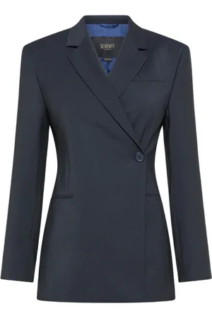 SEVENTY BY SERGIO TEGON Kurtki, Kobieta, Niebieski, M, Asymetryczny Blezer z Wełny