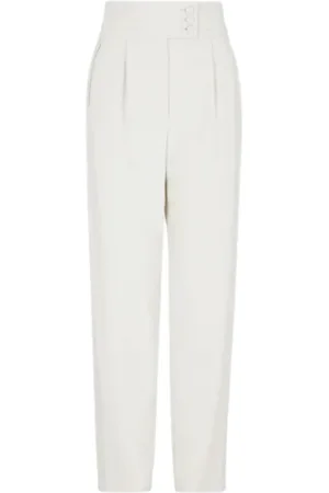 Giorgio Armani Spodnie, Kobieta, Szary, M, Straight Leg Ice White Belted Spodnie