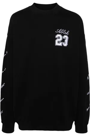 OFF-WHITE Bluzy, Mężczyzna, Czarny, XL, Bawełna, Bluza z haftowanym logo