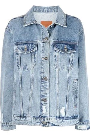 ANINE BING Kurtki, Kobieta, Niebieski, L, Denim, Kurtka z dżinsu z bawełny w kolorze vintage