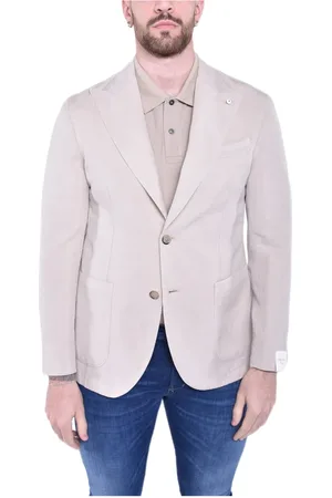 L.B.M. 1911 Kurtki, Mężczyzna, Beżowy, 3XL, Len, Blazers