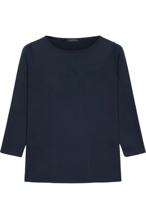 Elena Miro Swetry, Kobieta, Niebieski, S, Len, Round-neck Knitwear