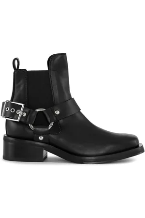 Ganni Buty, Kobieta, Czarny, 37 EU, Skóra, Czarne Low Cut Biker Chelsea Buty