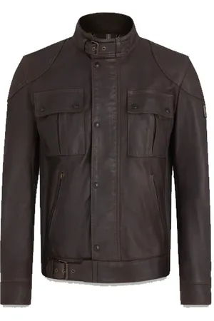 Belstaff Kurtki, Mężczyzna, brązowy, L, Wintage Brązowa Skórzana Kurtka Motocyklowa