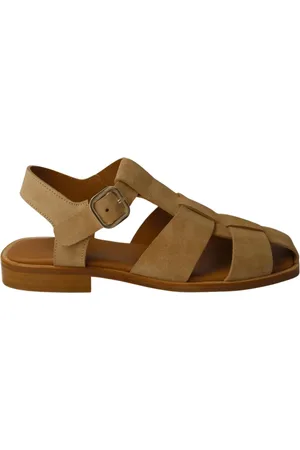 Calce Buty, Kobieta, Beżowy, 38 EU, Zamsz, Beżowa skórzana sandał
