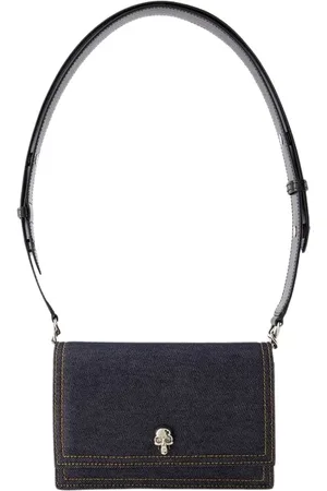 Alexander McQueen Torebki, Kobieta, Czarny, ONE SIZE, Skóra, Mała Torba na Ramię z Czaszką - Czarna Skóra