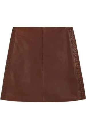 Max Mara Spódnice, Kobieta, brązowy, 4XS, Skórzana Mini Spódnica Flared