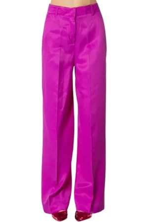 ACTUALEE Spodnie, Kobieta, Fioletowy, L, Len, Trousers