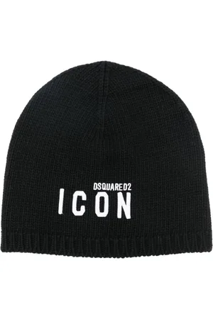 Dsquared2 Akcesoria, Mężczyzna, Czarny, ONE SIZE, Czarna Czapka Z Dzianiny