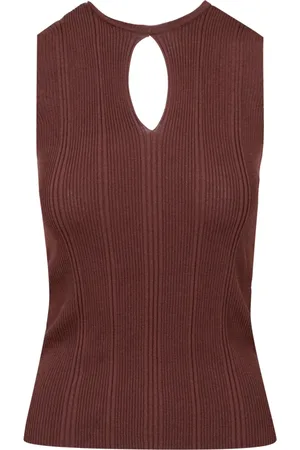 SIMONA CORSELLINI Koszulki, Kobieta, brązowy, L, Sleeveless Tops