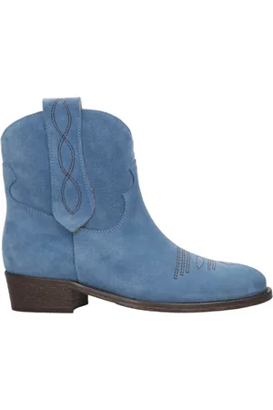 Via Roma Buty, Kobieta, Niebieski, 41 EU, Zamsz, Zamszowe Botki Jasny Niebieski