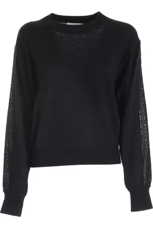 See by Chloé Bluzy, Kobieta, Czarny, L, Sweter z Haftowanymi Wstawkami