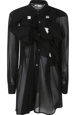 Comme des Garçons Bluzki, Kobieta, Czarny, M, Poliester, Czarna Koszula z Węzłem