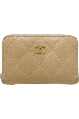 CHANEL Pre-owned, Kobieta, Beżowy, ONE SIZE, Skóra, Pre-owned skórzane portfele